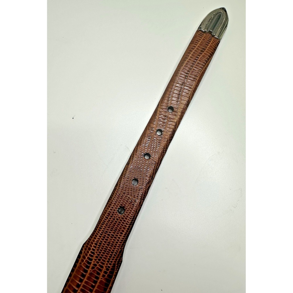 Remo Tulliani Mens Size 44 Genuine Leather Belt Brown Textured Lizard - Picture 15 of 15